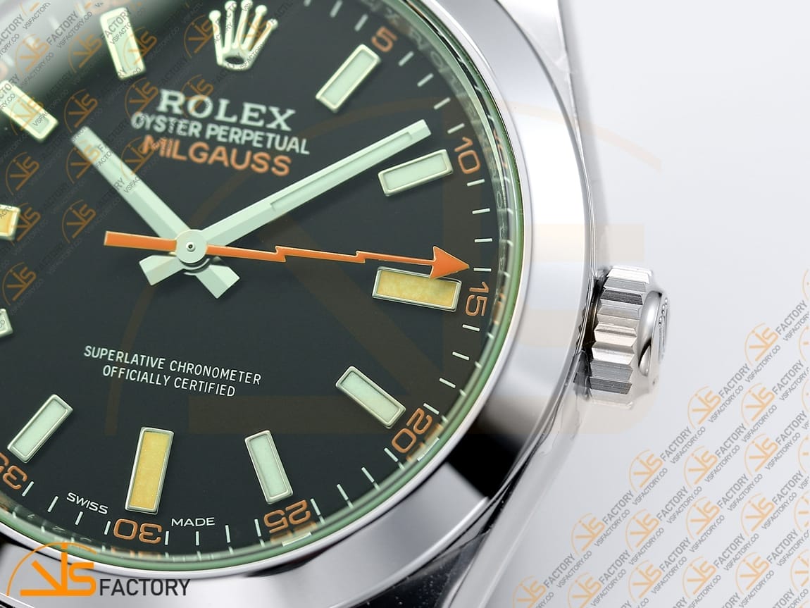 VSFactory (VSF) Rolex Milgauss 116400GV Black Dial 904L Steel SS Bracelet VS3131 Movement - 图片 8