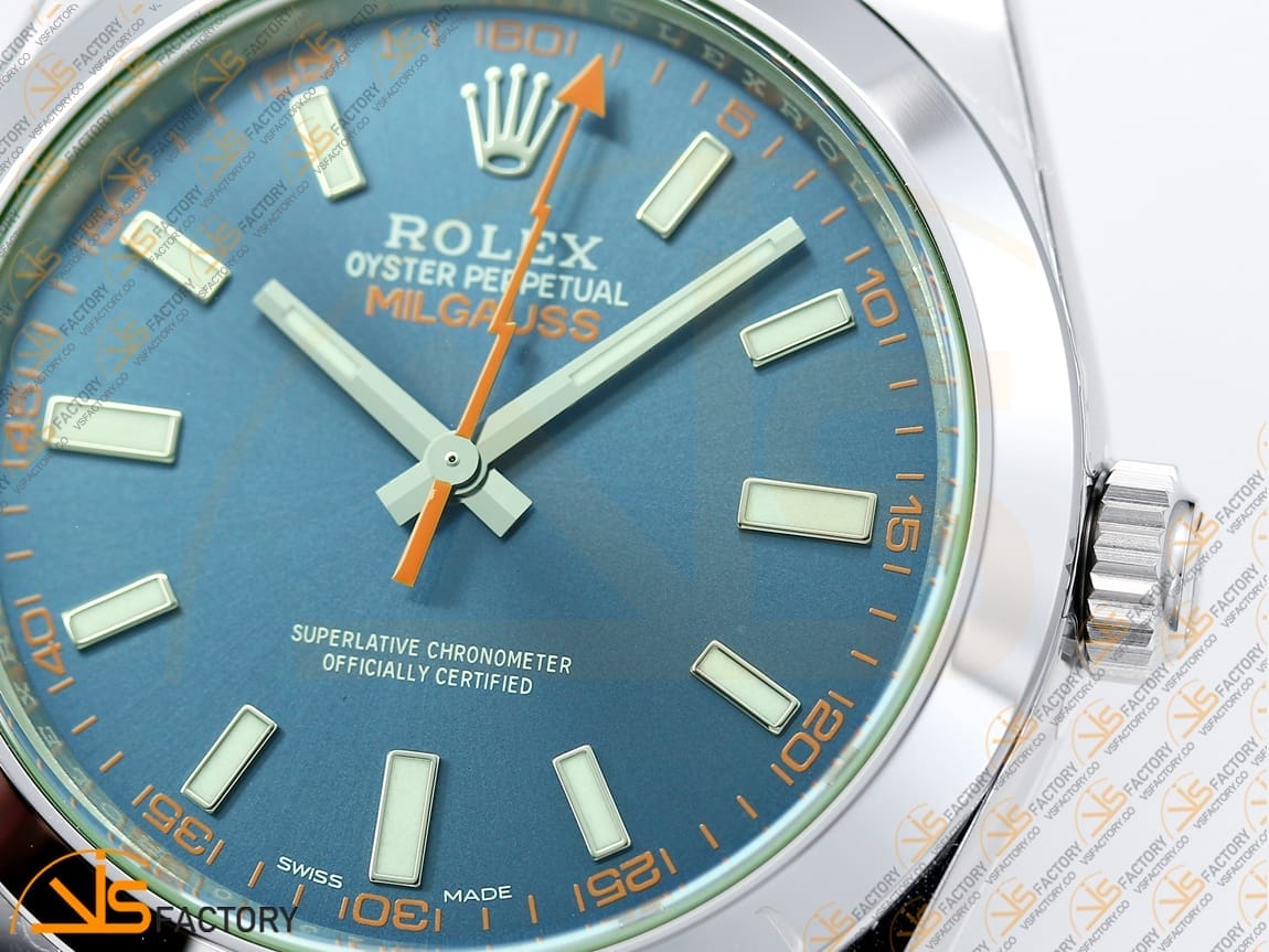 VSFactory (VSF) Rolex Milgauss 116400GV Blue Dial 904L Steel SS Bracelet VS3131 Movement - 图片 7