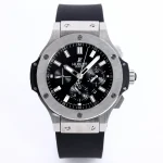 WWF Factory Hublot Big Bang 44mm Black Rubber Strap Chronograph Watch – Silver Case | Super Clone Watch