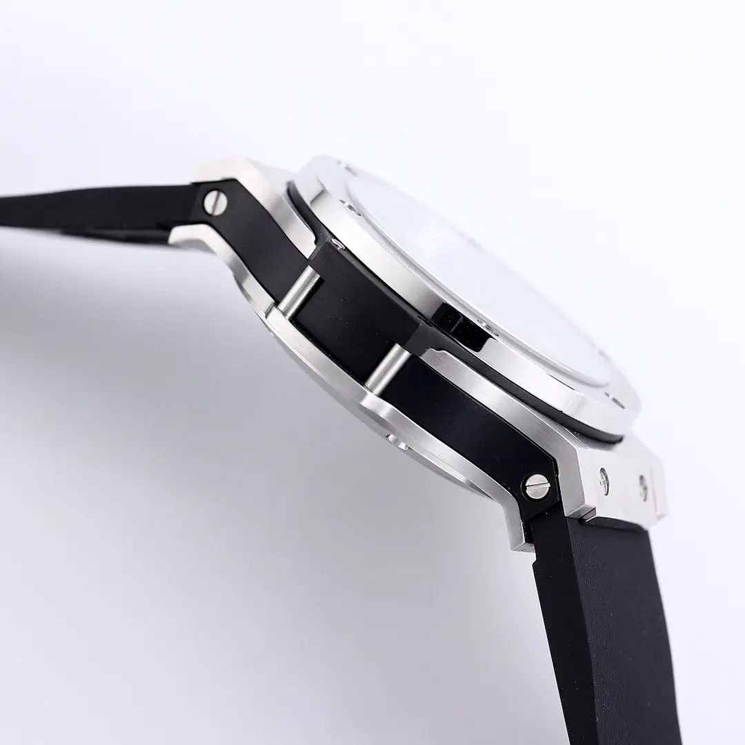 WWF Factory Hublot Big Bang 44mm Black Rubber Strap Chronograph Watch – Silver Case | Super Clone Watch - 图片 6