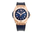 WWF Factory HUBLOT Big Bang One-Click 39mm Rose Gold Blue Dial Diamond Set Automatic Super Clone Watch