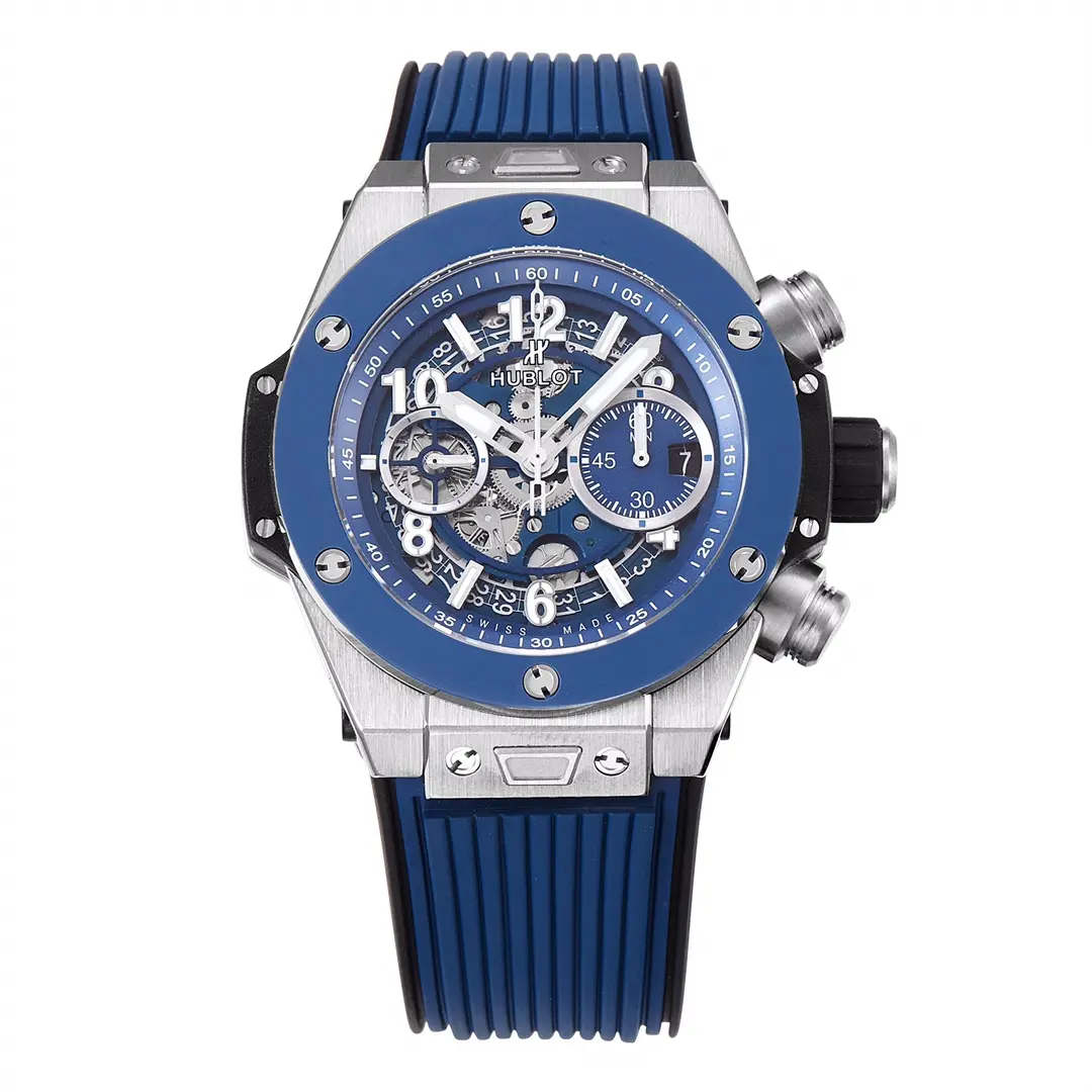 WWF Factory Hublot Big Bang Watch – Blue Chronograph with Skeleton Dial, Automatic Movement, Titanium Case, Super Clone Design