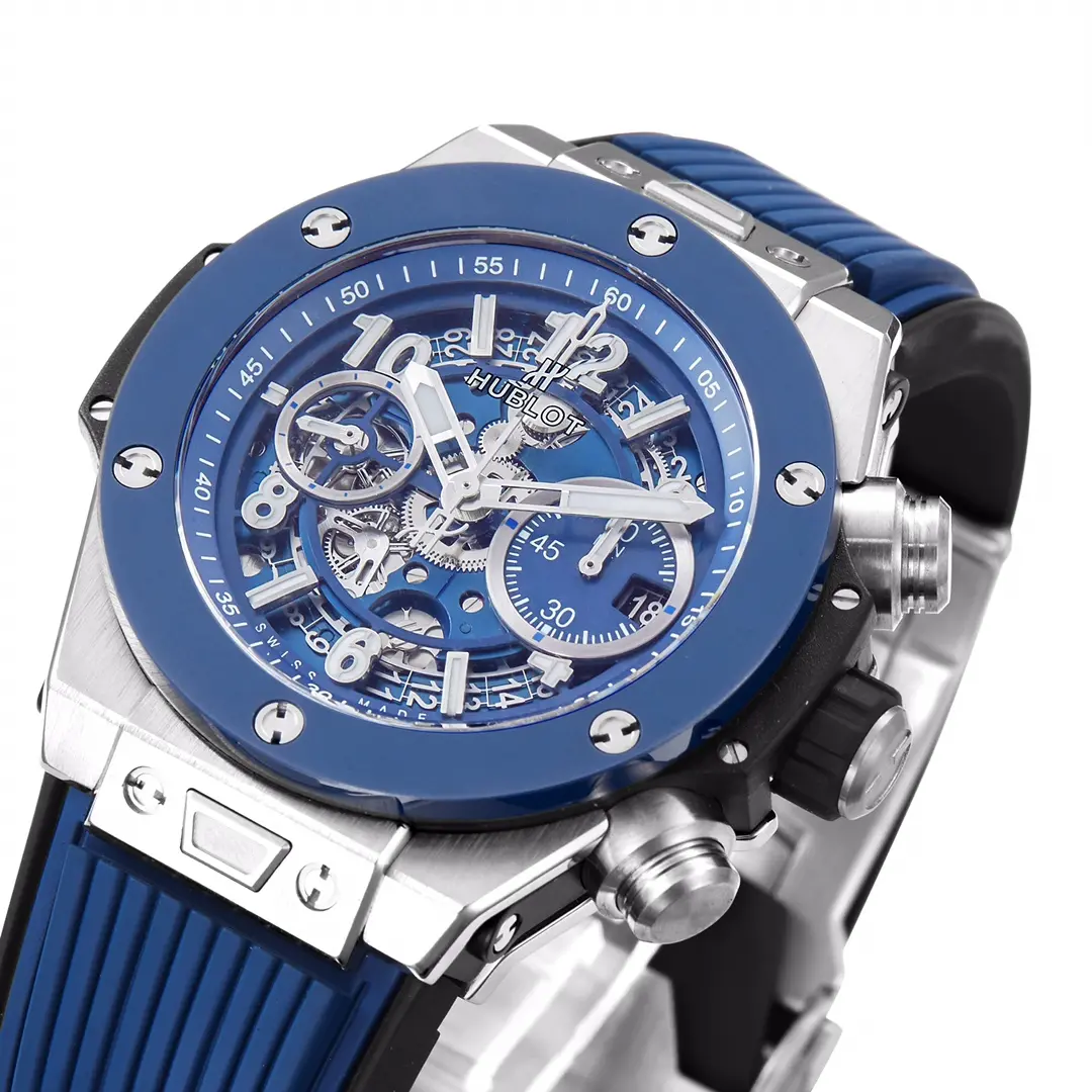 WWF Factory Hublot Big Bang Watch – Blue Chronograph with Skeleton Dial, Automatic Movement, Titanium Case, Super Clone Design - 图片 4