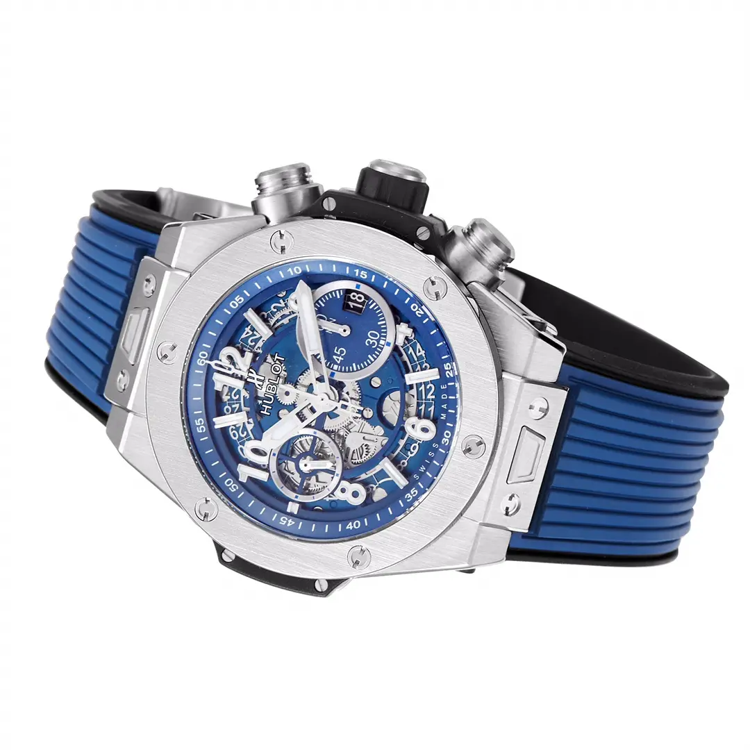 WWF Factory Hublot Big Bang Watch – Blue Dial, Chronograph, Titanium Case, Rubber Strap, Super Clone Quality - 图片 7