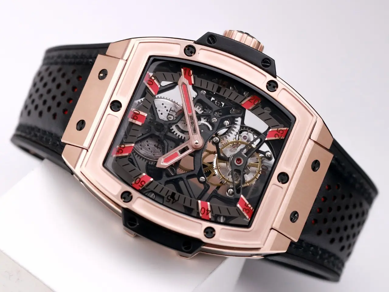 WWF Factory Hublot Masterpiece 906 Rose Gold/Platinum Plated Tourbillon Watch with Black Leather Strap – Super Clone Excellence - 图片 4