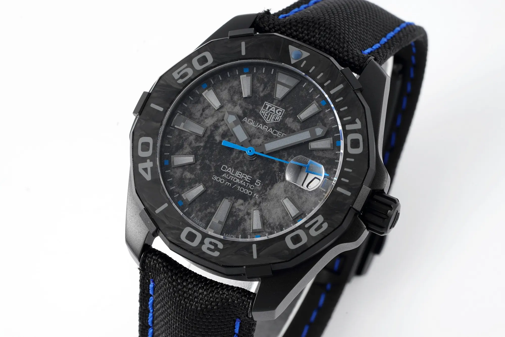 XF Factory TAG Heuer Series Watch – Black with Blue Stitching, Casual & Formal Style, 100m Waterproof, SW200 Movement, Super Clone Replica Design - 图片 7