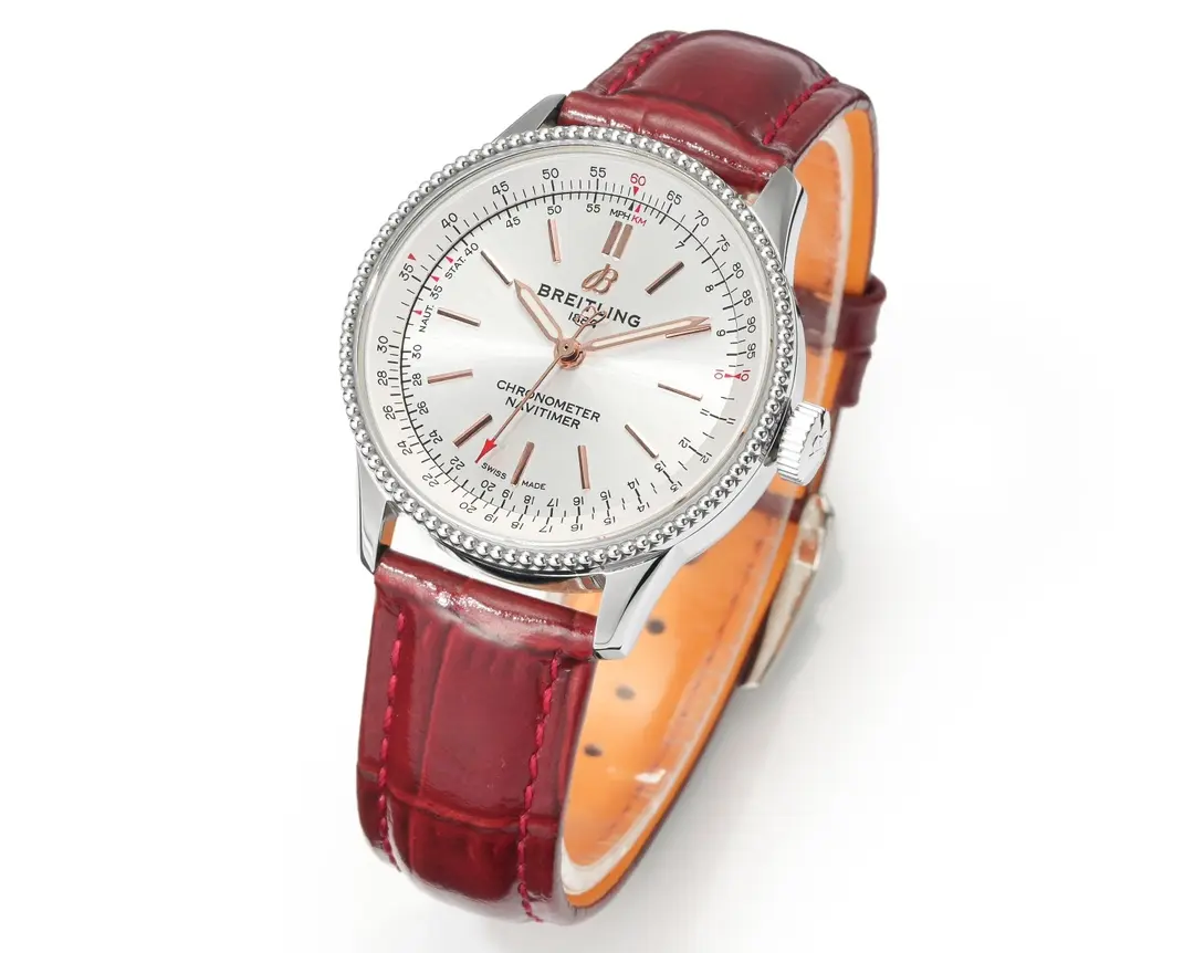 ZF Factory Breitling Navitimer Automatic Silver Red Leather – Super Clone Watch - 图片 2