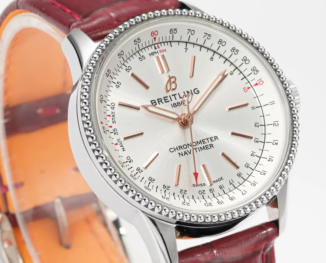 ZF Factory Breitling Navitimer Automatic Silver Red Leather – Super Clone Watch - 图片 5