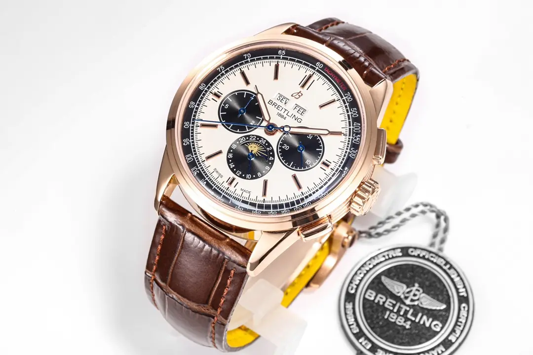 ZF Factory Breitling Premier B25 Chronograph Rose Gold Brown Leather – Super Clone Luxury Watch - 图片 2