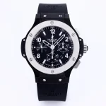 ZF Factory Hublot Big Bang 44mm Black Ceramic Chronograph Watch with Rubber Strap – Super Clone Quality