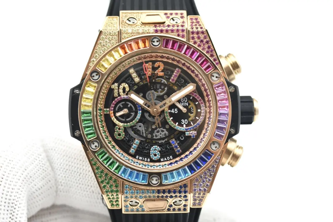 ZF Factory Hublot Big Bang Rainbow 44mm Chronograph Watch with Pink Rubber Strap – Super Clone Edition - 图片 3