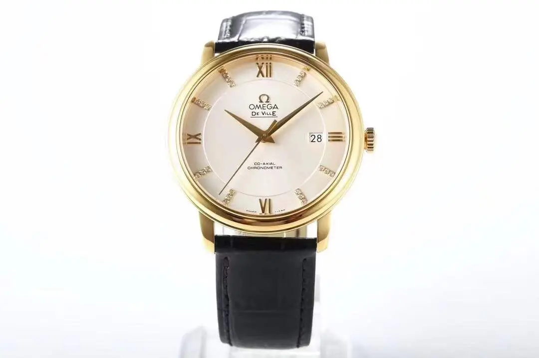 ZF Factory Omega De Ville Gold Watch with Black Strap – Premium VSF Watches
