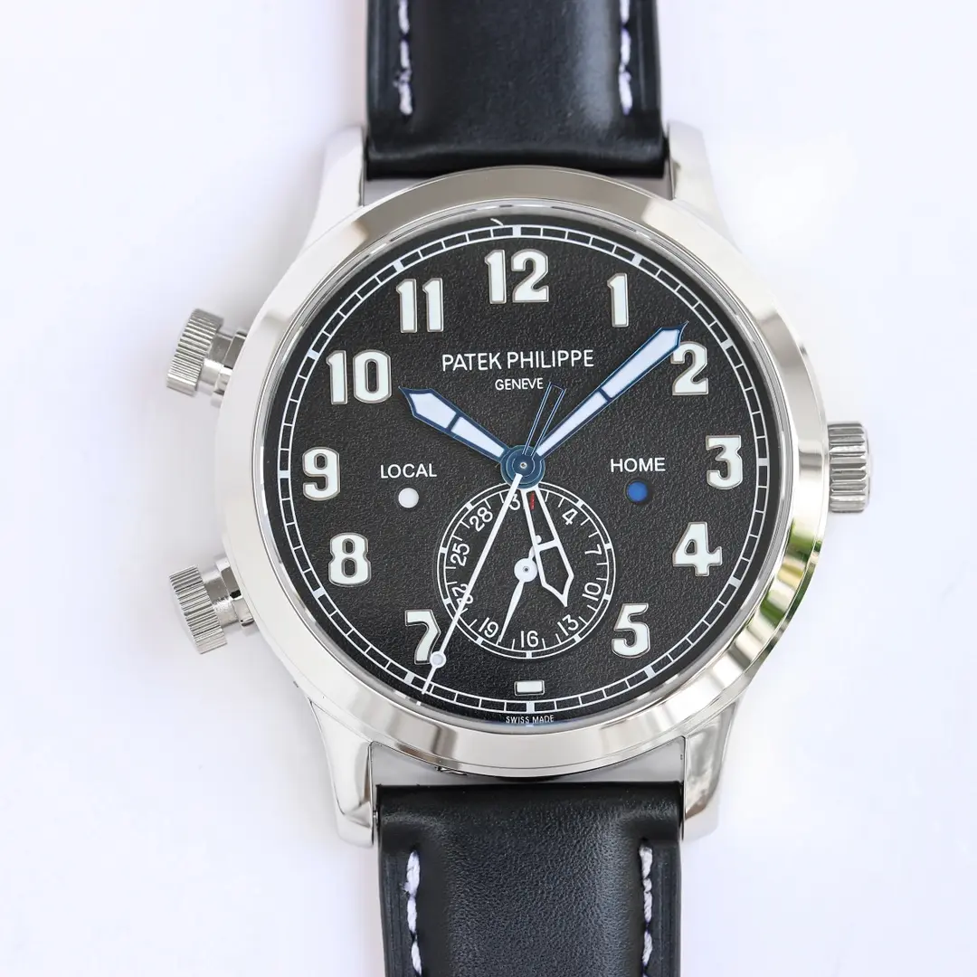 ZF Factory Patek Philippe Calatrava Pilot Travel Time Black Dial Super Clone Replica Watch