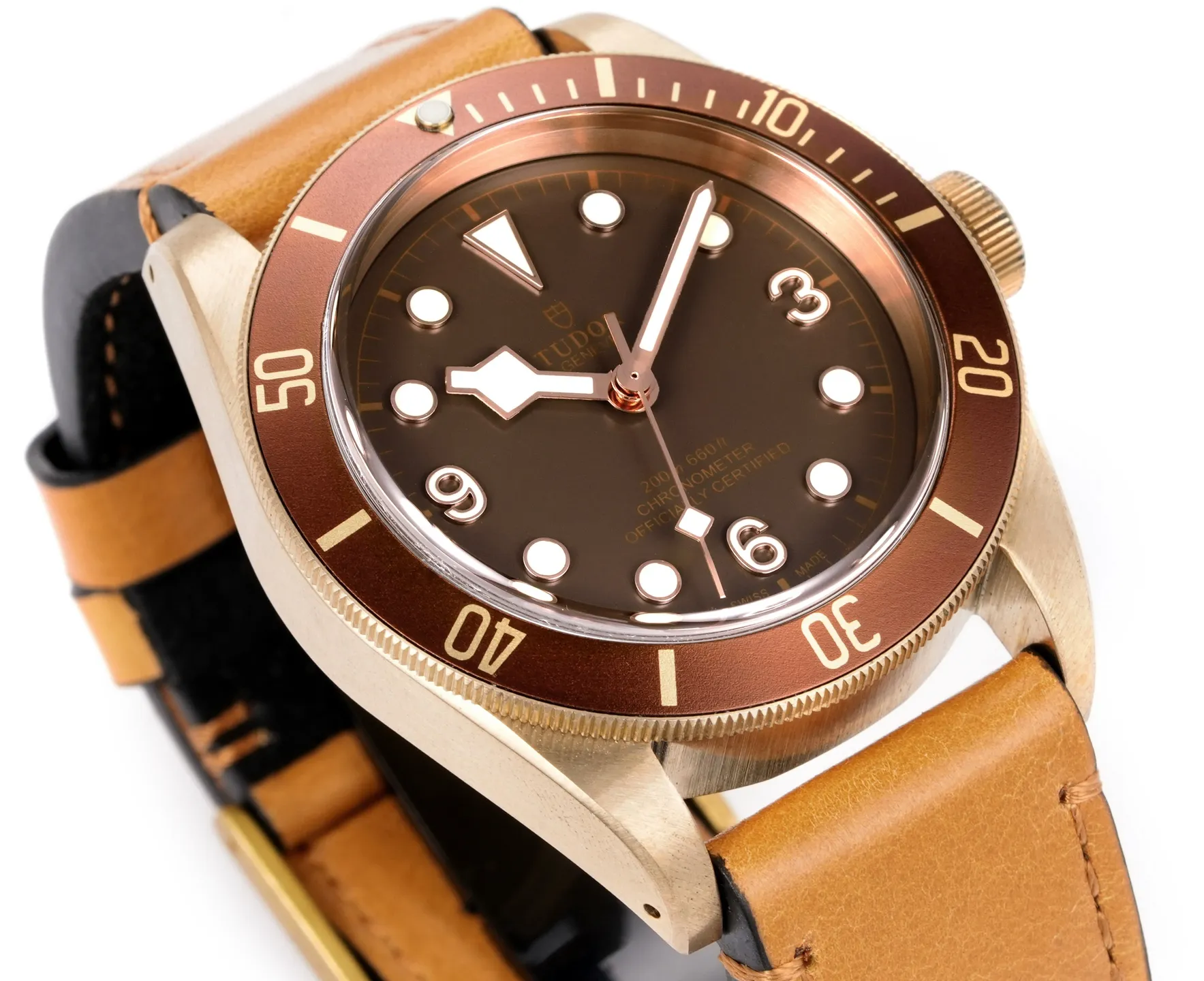 ZF Factory Tudor Black Bay Bronze Automatic Men’s Diver Watch with Brown Dial and Tan Leather Strap - 图片 2