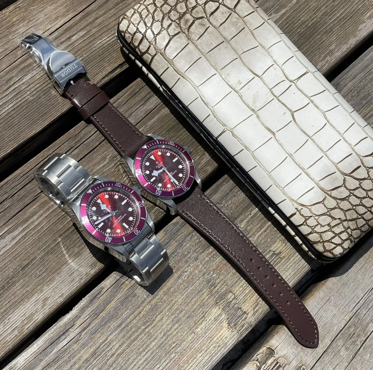 ZF Factory Tudor Black Bay Burgundy Red Dial Automatic Diver’s Watch with Brown Leather Strap - 图片 8