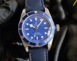 ZF Factory Tudor Black Bay Fifty-Eight Blue Dial Automatic Dive Watch with Navy Leather Strap and Stainless Steel Case