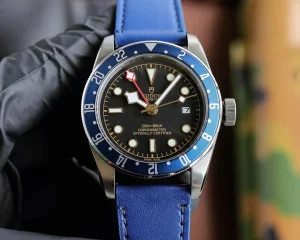 ZF Factory Tudor Black Bay GMT Men’s Watch – Black Dial, Blue-Red Pepsi Bezel, Blue Leather Strap, Stainless Steel Case